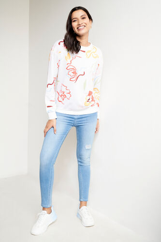 White Floral Jumper, White, image 2